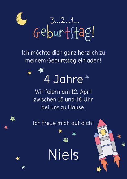 Kindergeburtstag Einladung Astronaut im Weltall 3