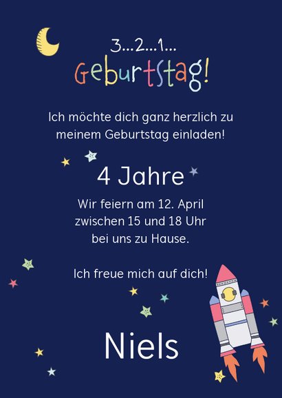 Kindergeburtstag Einladung Astronaut im Weltall 3