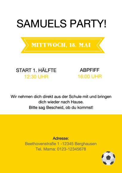 Kindergeburtstag Einladung Fußball Trikot Foto innen 3