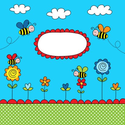 Kinderkaart bijtjes blauw 2