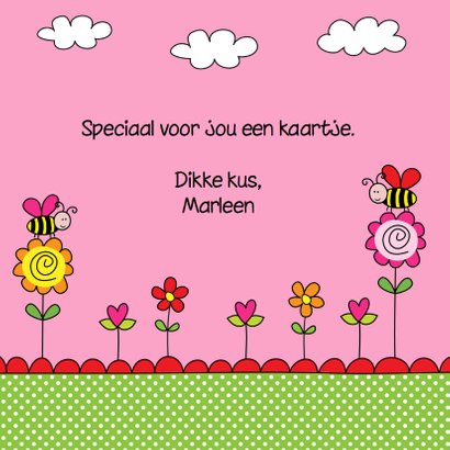 Kinderkaart bijtjes roze 3