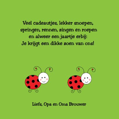 Kinderkaart Lieveheersbeestje groen 3