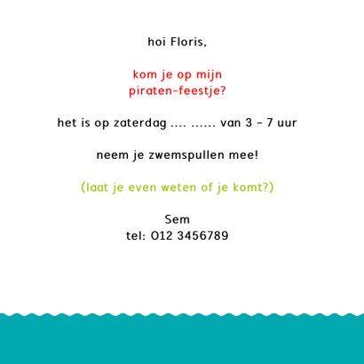 Kinderkaart piraatjes 3