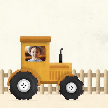 Kinderkaart tractor met foto en hekje 2