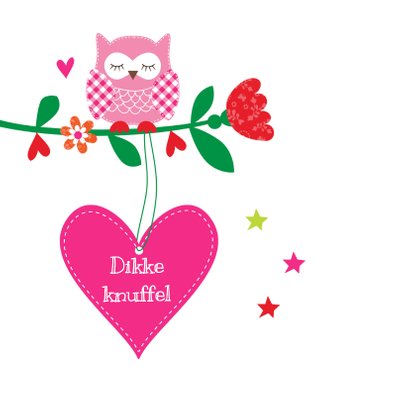 Kinderkaart uiltjes roze 2