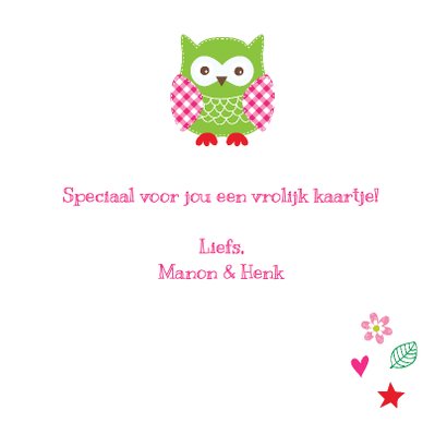 Kinderkaart uiltjes roze 3
