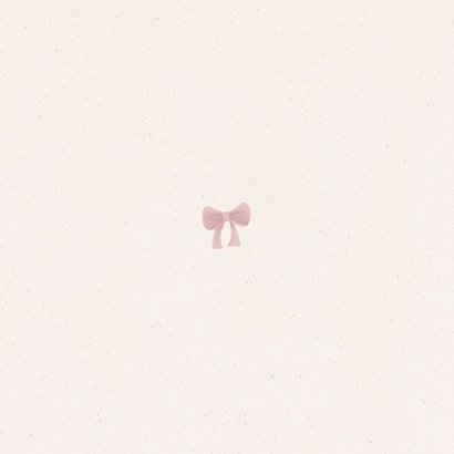 Klassiek geboortekaartje knuffel beer roze strikje Achterkant