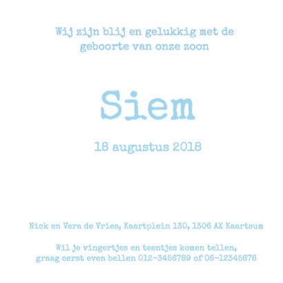 Klassiek gebortekaartje - voetjes Jongen 3