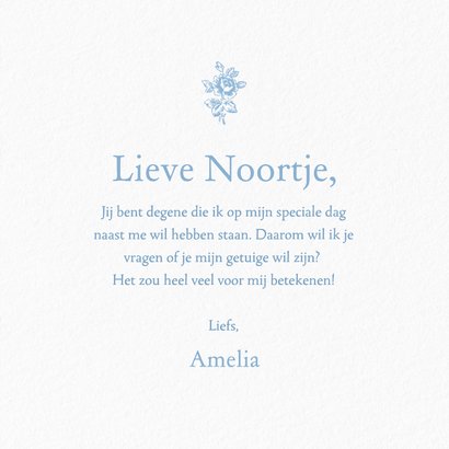 Klassiek getuige kaartje met vintage roosjes lichtblauw 3