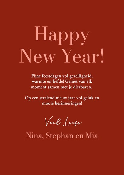 Klassiek rode nieuwjaarskaart met foto en strik 3
