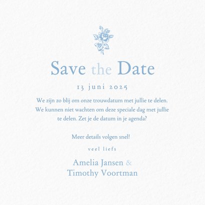 Klassiek save the date kaartje bruiloft met vintage patroon 3