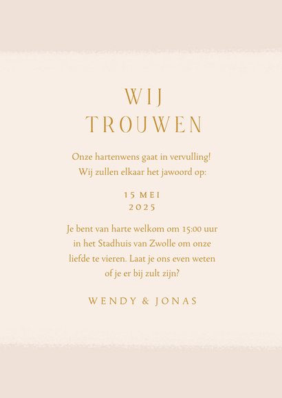 Klassieke beige trouwkaart met lijnillustratie van bloemen 3