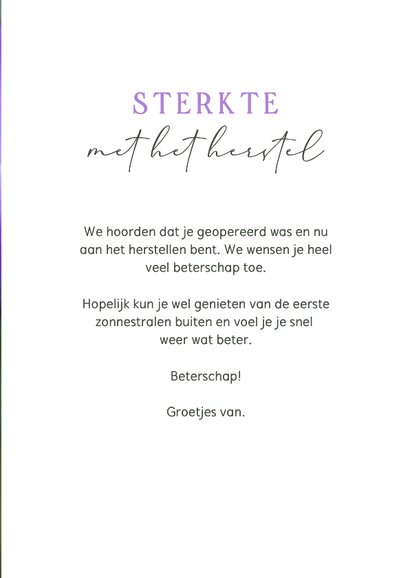 Klassieke beterschapskaart met foto van paarse krokussen 3