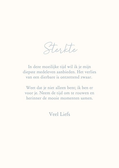Klassieke condoleancekaart met lijntekening bloem blauw 3