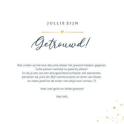 Klassieke donkerblauwe felicitatiekaart huwelijk met ja erop 3