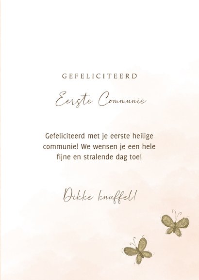 Klassieke felicitatiekaart in pastelkleuren voor communie 3