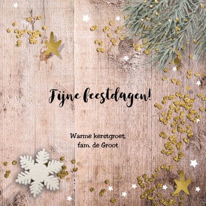 klassieke foto kerstkaart - hout en glitter 3