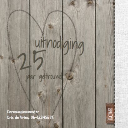 Klassieke houten 25 jarige jubileumkaart 2