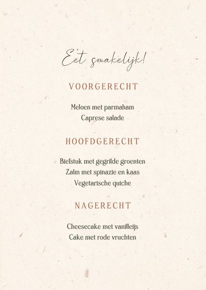 Klassieke jubileum menukaart met bloemen 3