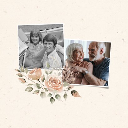 Klassieke jubileum uitnodiging met bloemen 60 jaar getrouwd 2