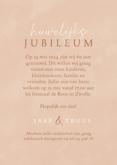 Klassieke jubileumkaart beige met droogbloemen grote foto 3