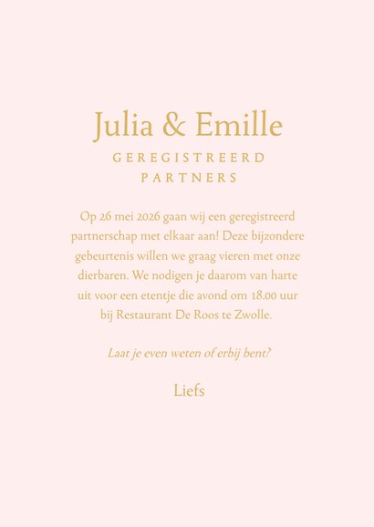Klassieke kaart met gouden ornamenten geregistreerd partners 3