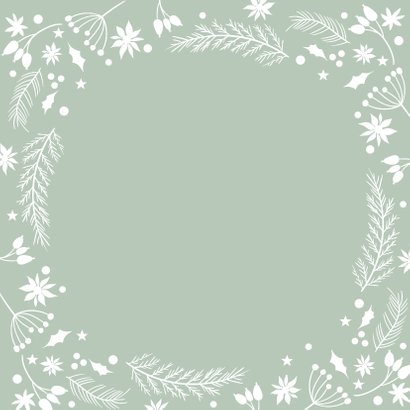 Klassieke kerstkaart kerstbal ornamenten groen Achterkant