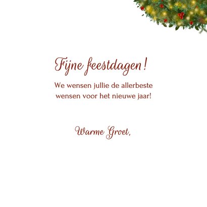 Klassieke kerstkaart met roodborstje in kerstkrans 3