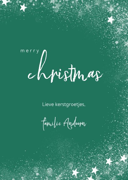 Klassieke kerstkaart met ruitenpatroon, sneeuw en grote foto 3