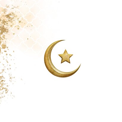Klassieke Ramadan kaart watercolor patroon maan ster goud 2