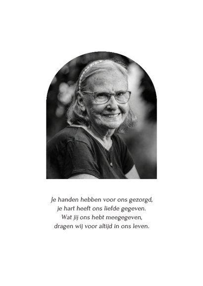 Klassieke rouwkaart met wit kader en foto 2