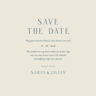 Klassieke save the date kaart met bloemen kader 3