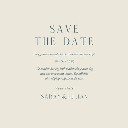 Klassieke save the date kaart met bloemen kader 3