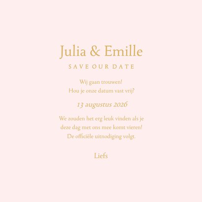 Klassieke save the date kaart met gouden ornament 3