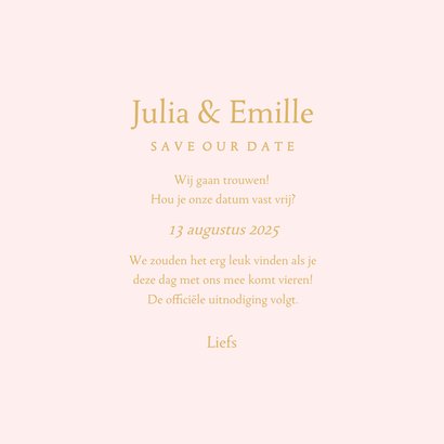 Klassieke save the date kaart met gouden ornament 3