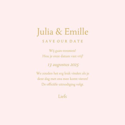Klassieke save the date kaart met gouden ornament 3