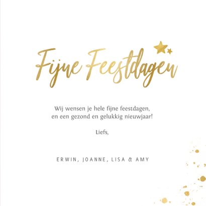 Klassieke stijlvolle kerstkaart met goud en eigen foto's 3