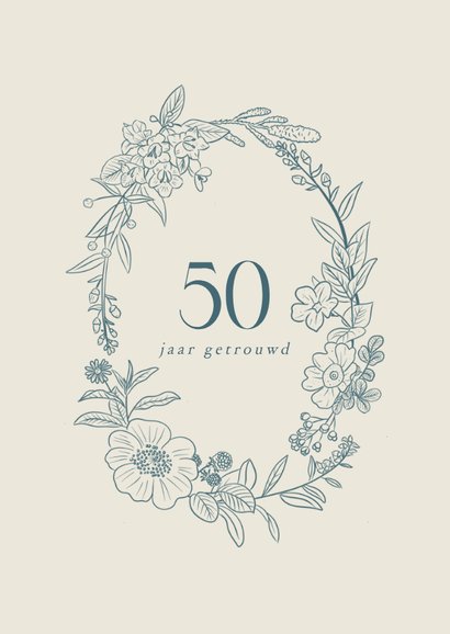Klassieke uitnodiging jubleumfeest met bloemenkrans 2