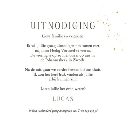 Klassieke uitnodigingskaart vormsel drie duiven goud 3