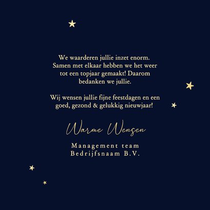 Klassieke zakelijk kerstkaart hartelijk bedankt blauw goud 3