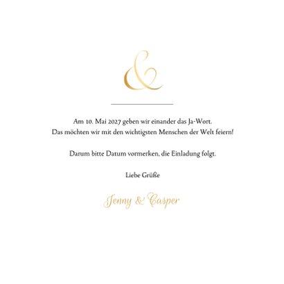 Klassische Save-our-Date-Karte Hochzeit gold Ampersand 3