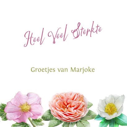 Kleurige beterschapskaart met roze en oranje-gele rozen 3