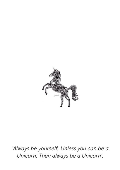 Kleurplaat kaart Unicorn 2