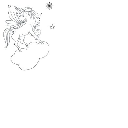 Kleurplaat unicorn regenboogjes 2