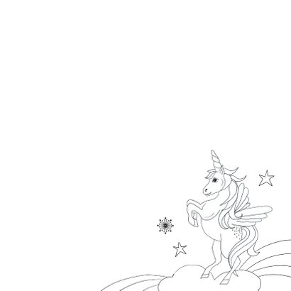 Kleurplaat unicorn regenboogjes 3