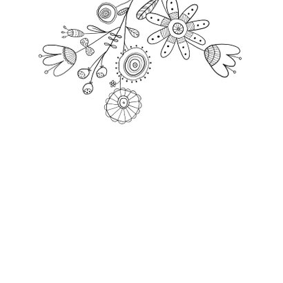 Kleurplaatkaart bloemenkaart handgetekend bloemen 2