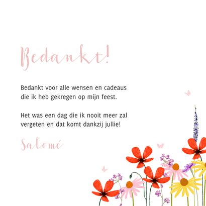 Kleurrijke bedankkaart lentefeest veldbloemen foto hart 3