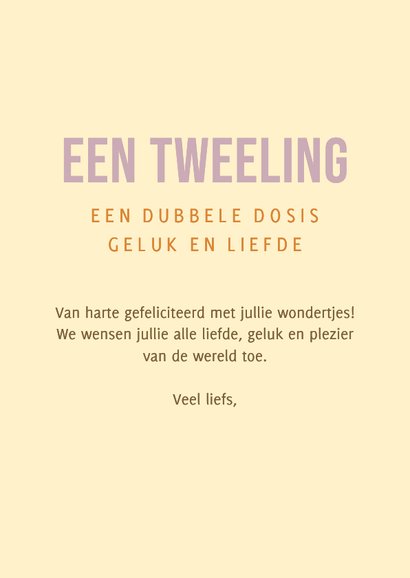 Kleurrijke felicitatiekaart tweeling 'a perfect pear' 3