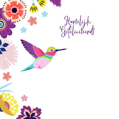 Kleurrijke kolibrie verjaardagskaart 2