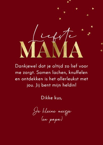 Kleurrijke moederdagkaart duizend kusjes hartjes goud 3